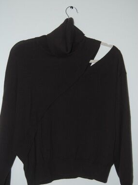 Colorush Women's Ribbed Cowl Neck Sweater in Dark Brown